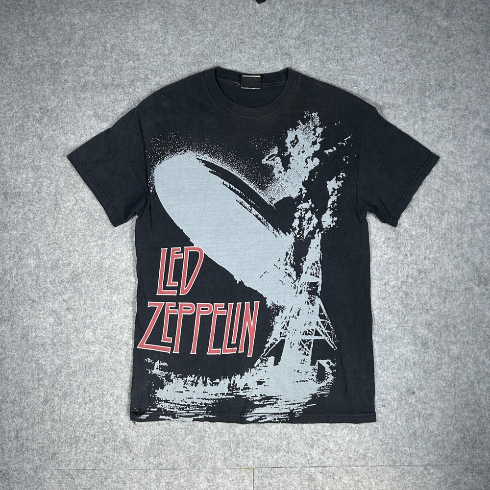 Vintage Liquid Blue Led Zeppelin T Shirt Mens Medium Black rock concert 90s RARE